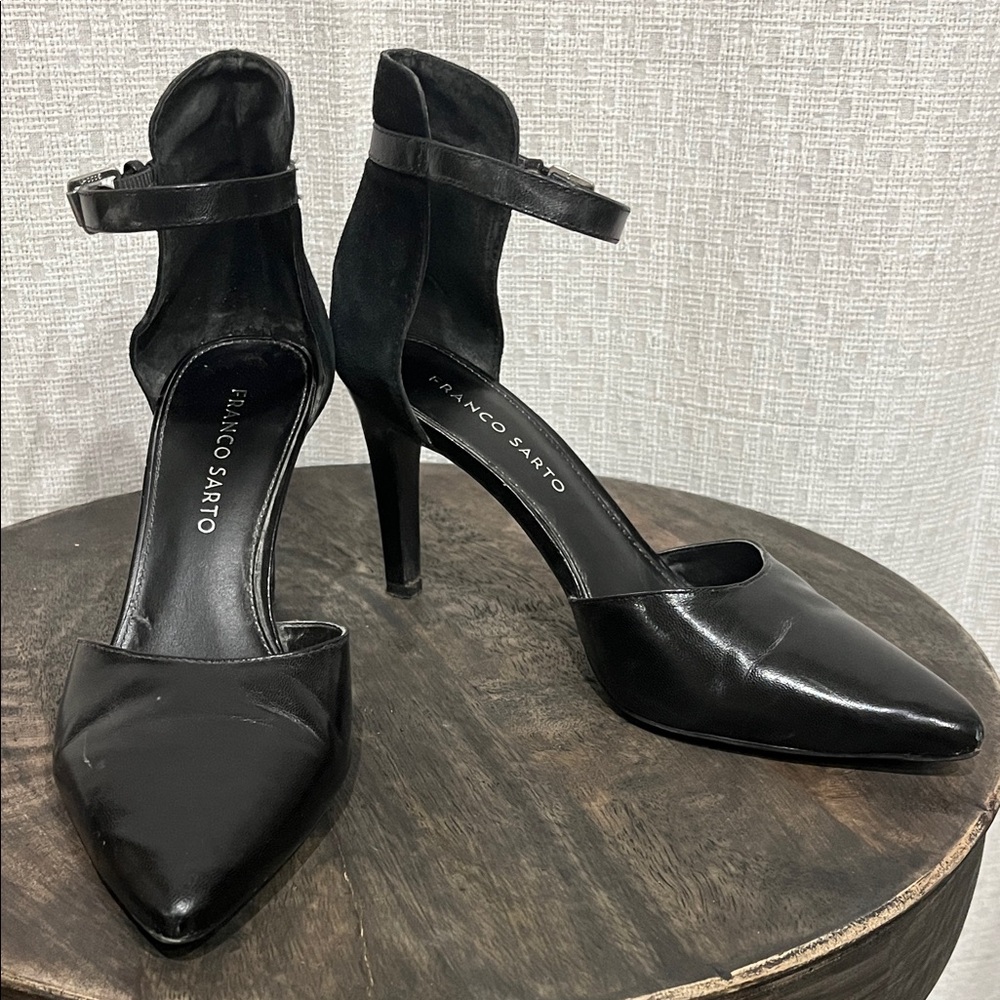 Franco Sarto Black Ankle Strap Heels